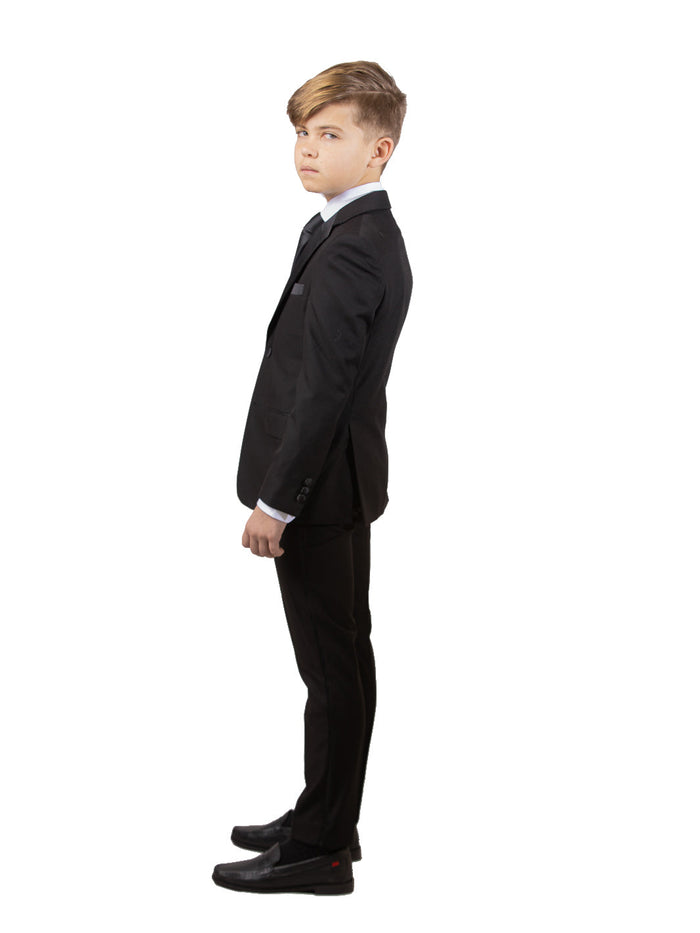 Boy's Notch Lapel Tuxedo - Black