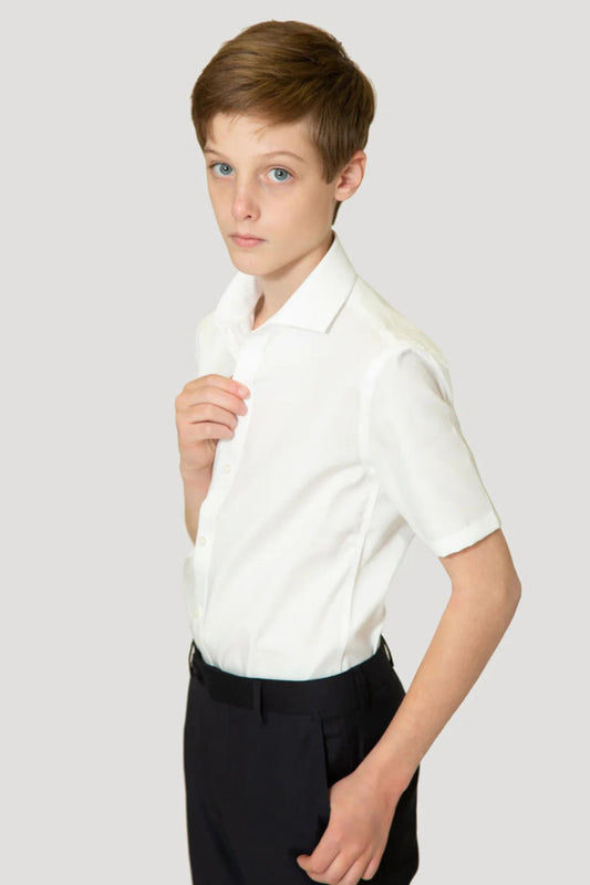 Boy's Short Sleeve Stretch Label Non-Iron Shirt