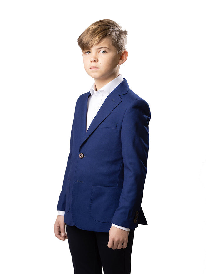 Boy's TR Patch Pocket Suit Jacket - Blue Pique