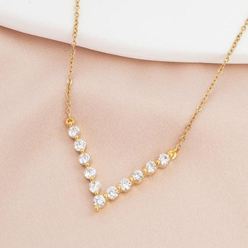 Brilliant Chevron V Zircon & Gold Necklace, Give exploited Women Freedom!