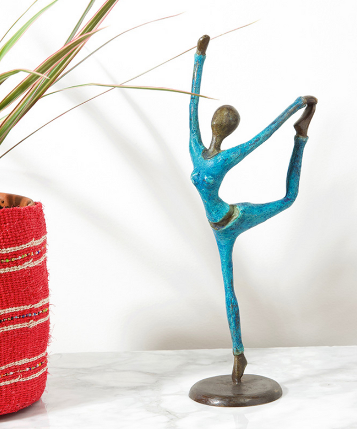 Bronze Sculpture- Woman doing Yoga Dancer Pose, Fair Trade