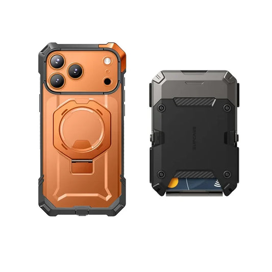 Bundle Sale - MagFlip Wallet with Stand (Black) & iPhone 17 Pro Max UB GRIP Series Phone Case (Coral)