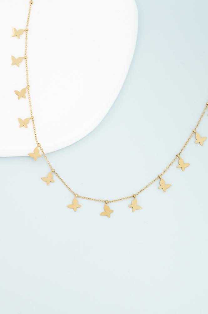 Butterflies Fluttering Freedom Gold Necklace - Give Hope and Freedom to Women!
