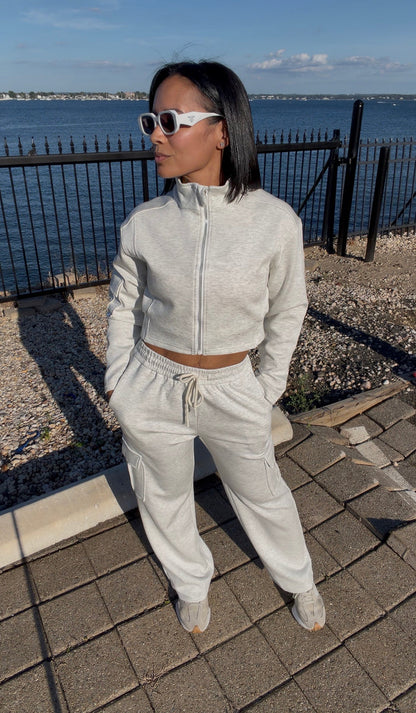 Cargo Jogger & Zip Crop Jacket Set