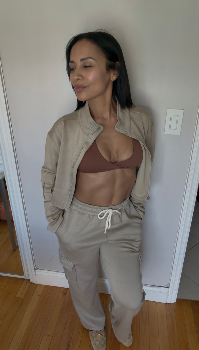 Cargo Jogger & Zip Crop Jacket Set