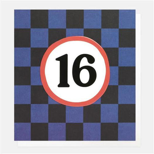 Caroline Gardner Blue Grid 16th Greetings Card
