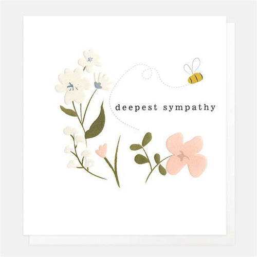 Caroline Gardner Deepest Sympathy Flowers & Bee Greetings Card