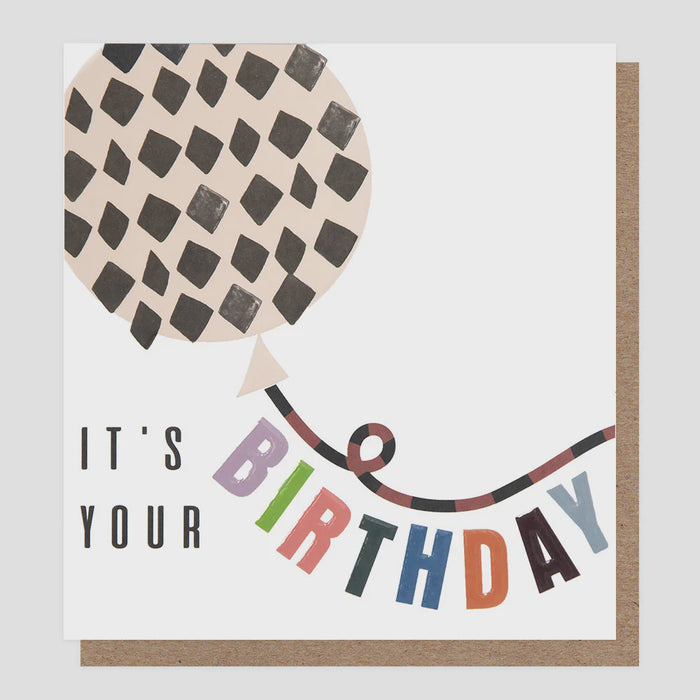 Caroline Gardner It's Your Birthday Chequered Balloon Greetings Card