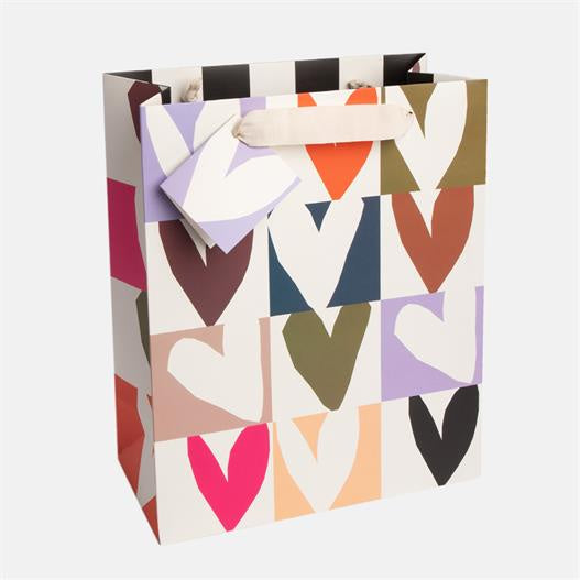 Caroline Gardner Large Gift Bag - Multi Checkmate Heart