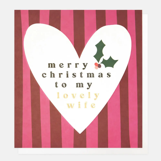 Caroline Gardner Lovely Wife Holly & Heart Christmas Card