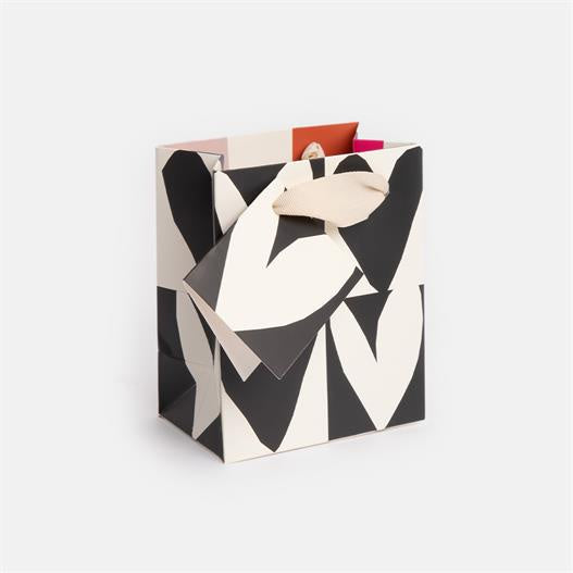 Caroline Gardner Small Gift Bag - Mono Checkmate Heart