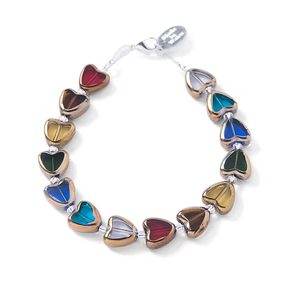 Carrie Elspeth Multi Gold Edged Hearts Bracelet