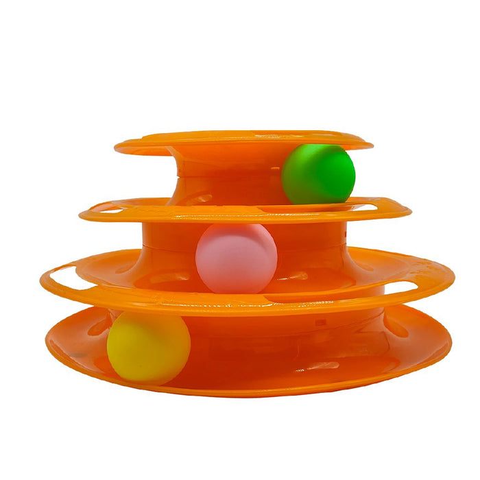 Cat Tower 3 Tier with Balls Toy Orange