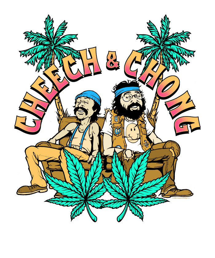 Cheech & Chong Cartoon Couch Palm Trees T-Shirt