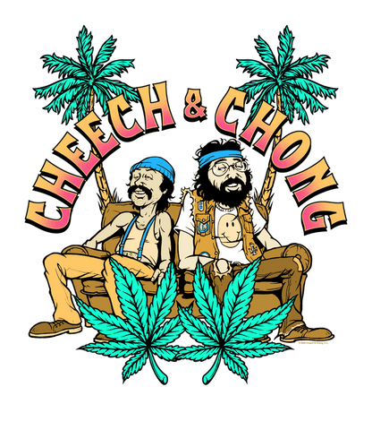 Cheech & Chong Cartoon Couch Palm Trees T-Shirt