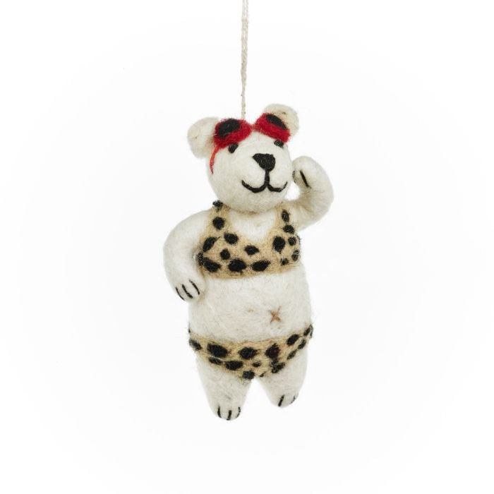 Christmas Felt Decoration - Diva Polar Bear