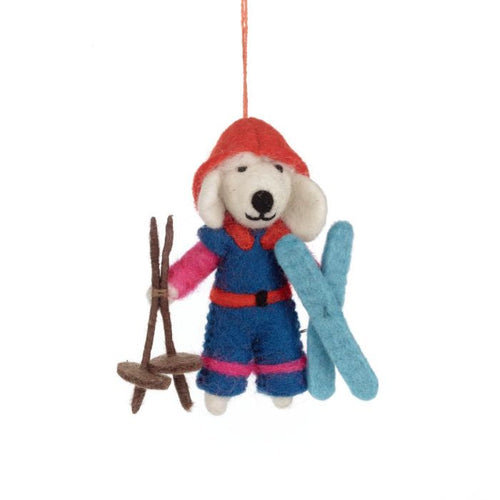 Christmas Felt Decoration - Porscha The Skiing Poodle