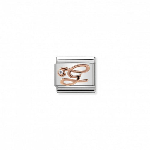 Classic Link 9K Rose Gold and Cubic Zirconia Letter G Charm