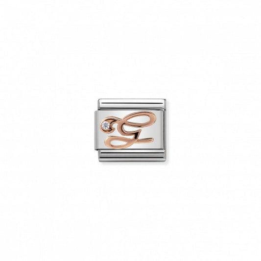 Classic Link 9K Rose Gold and Cubic Zirconia Letter G Charm