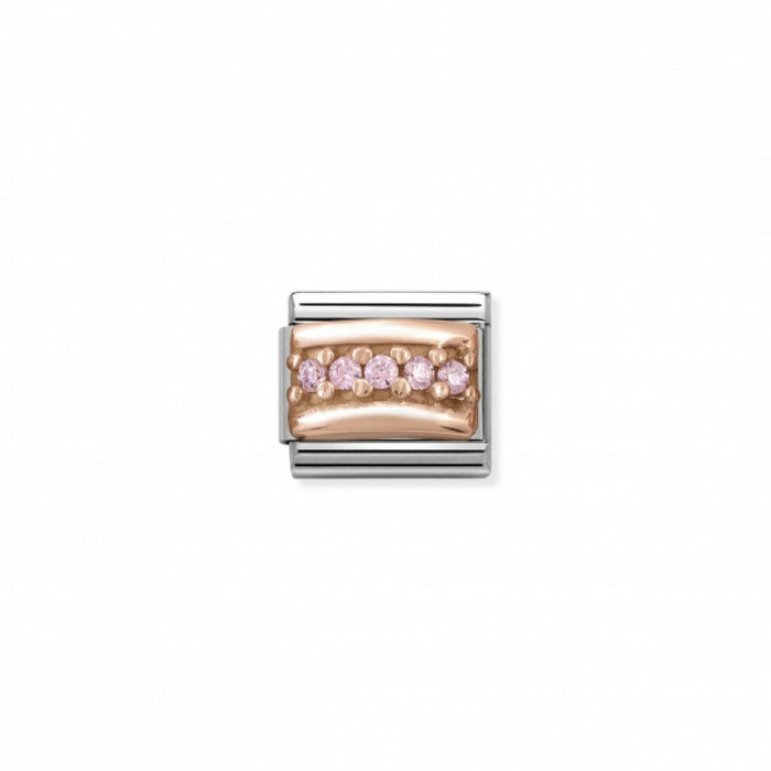 Classic Link 9K Rose Gold Pave with Light Pink Cubic Zirconia Charm