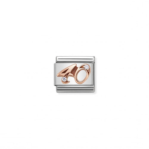 Classic Link Number 40 Rose Gold and Cubic Zirconia Charm