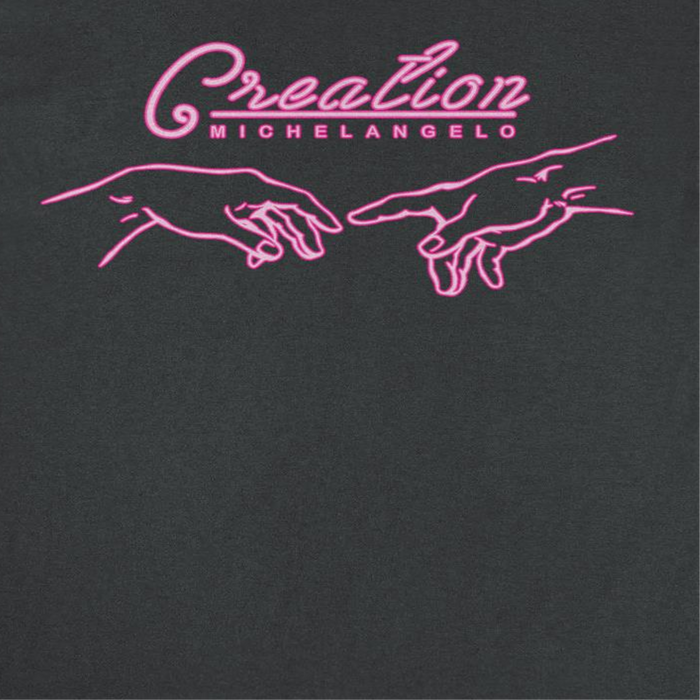 Classic Paintings Neon Creation Michelangelo Black T-Shirt