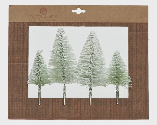 Clip On Mini Snowy Brush Tree Set