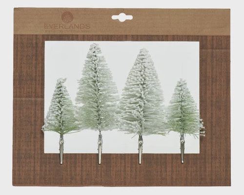 Clip On Mini Snowy Brush Tree Set