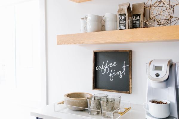 Coffee First Wood Wall Sign Farmhouse Black