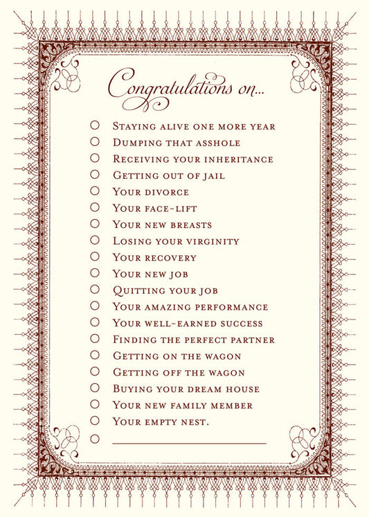 Congratulations Check List Greeting Card