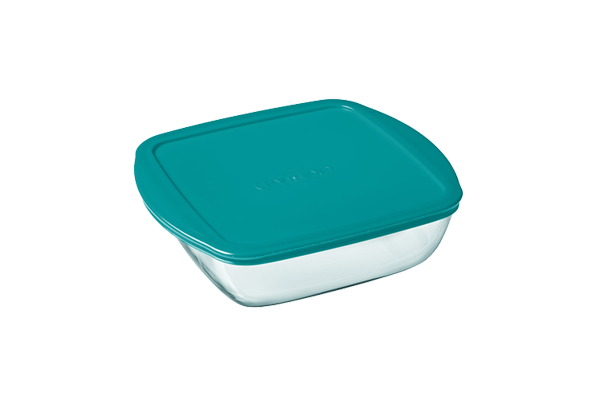 Cook & Store - Square glass dish with duck blue lid - Cook & Store