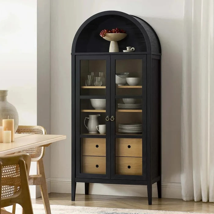 Coral Black Arched Storage Display Cabinet Canva Home