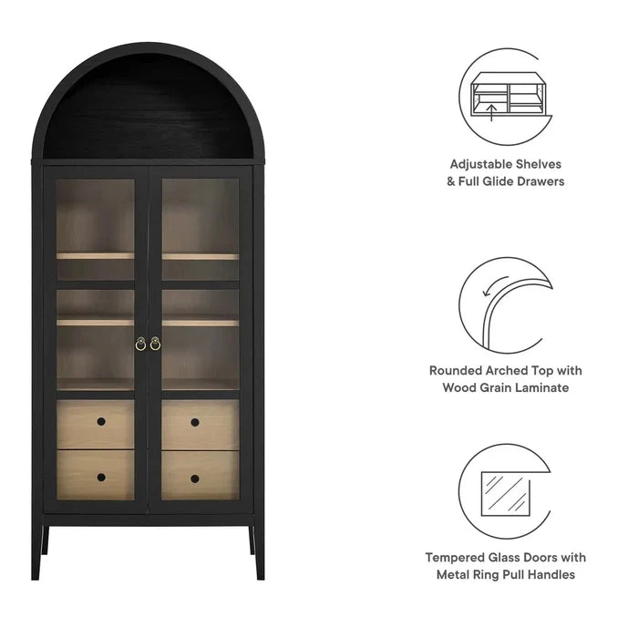 Coral Black Arched Storage Display Cabinet Canva Home