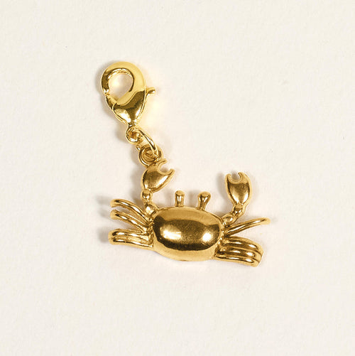 The Darling Effect’s Crab Jewelry Charm Gold features detailed claws and legs with a lobster clasp, perfect for charm bars or jewelry pieces. Photographed on a light background, it adds unique style to your collection.