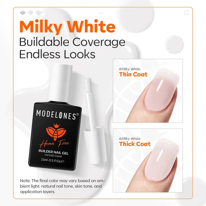 8-In-1 Cream Milk Hema-Free Builder Gel 15ml Builder Gel MODELONES #cream milk
