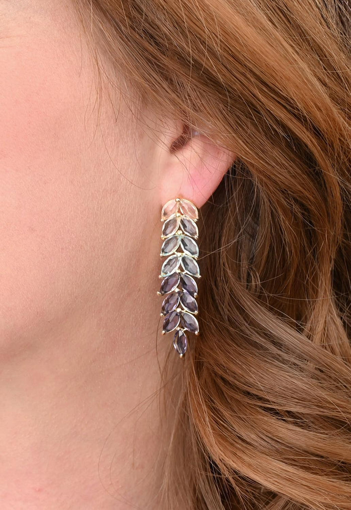 Crystal Leaf Earrings- Supports Women Survivors