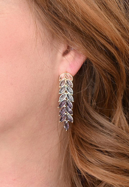 Crystal Leaf Earrings- Supports Women Survivors