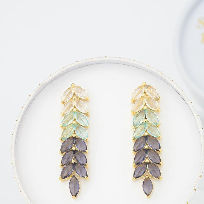 Crystal Leaf Earrings- Supports Women Survivors
