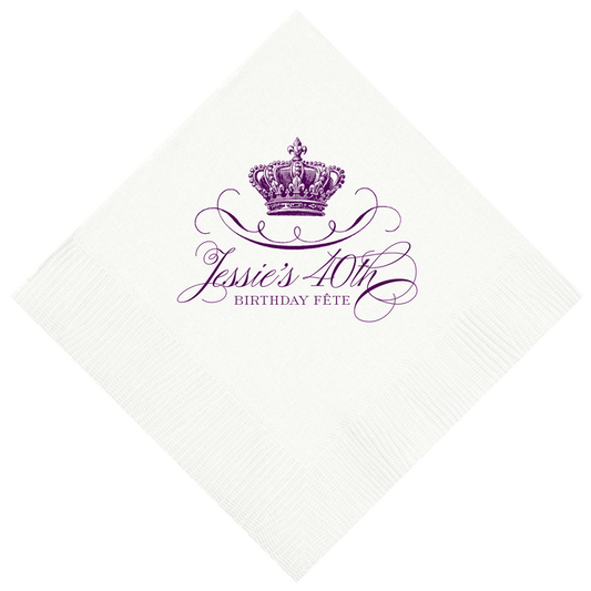 Customizable Crown Scroll Beverage Napkin