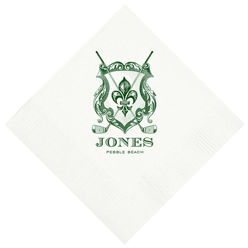 Customizable Golf Crest Beverage Napkins