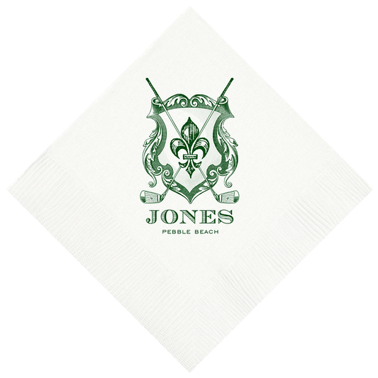 Customizable Golf Crest Beverage Napkins