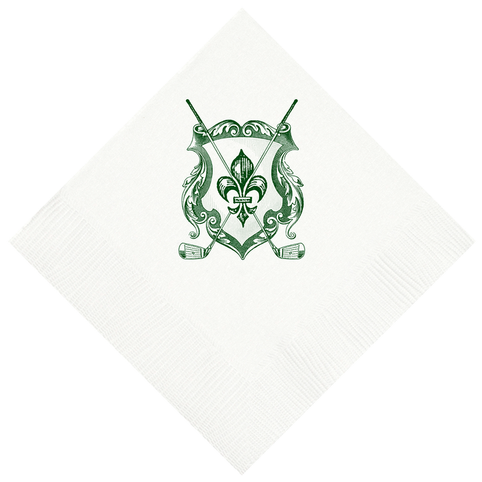 Customizable Golf Crest Beverage Napkins