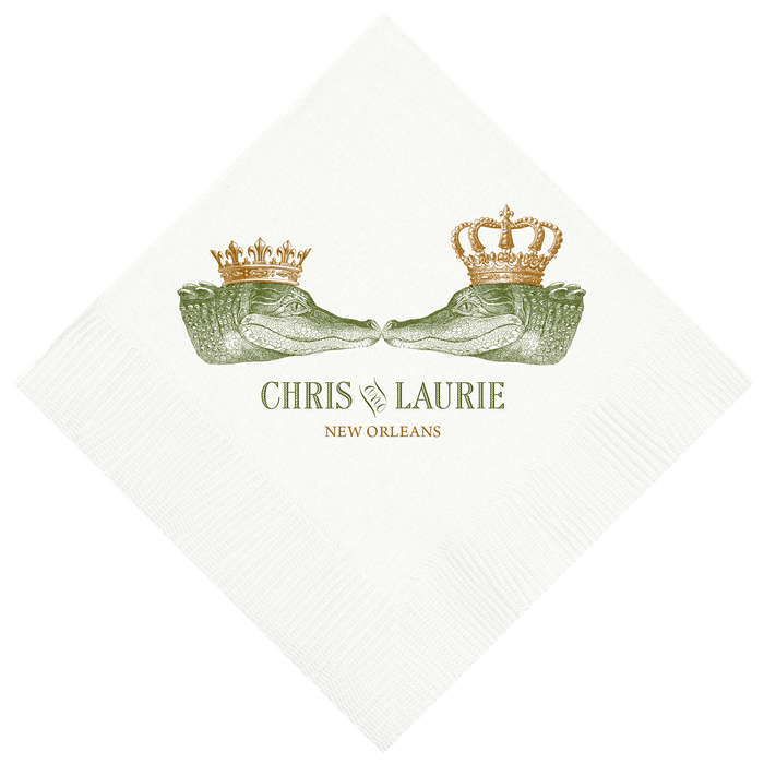 Customizable Kissing Gators Beverage Napkins