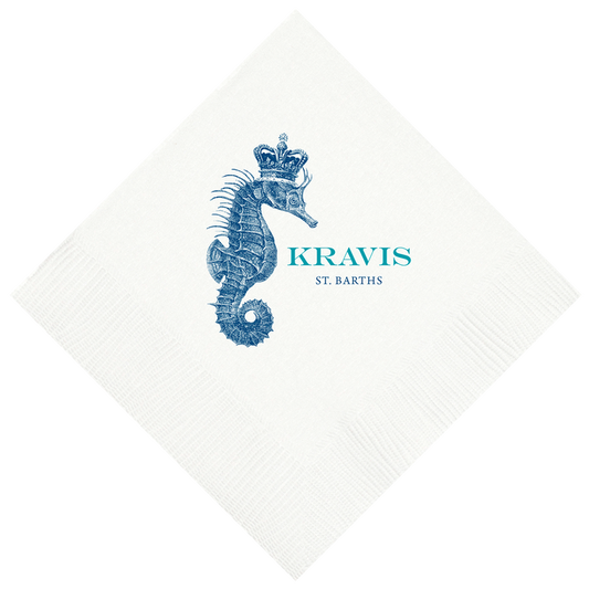 Customizable Royal Seahorse Beverage Napkins