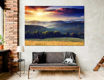 Dawn in Mountains Canvas Print #7080
