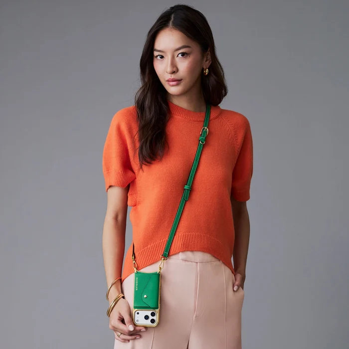 Donna Chrome Crossbody Phone Case - Fern Green/Gold