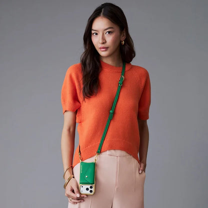 Donna Chrome Crossbody Phone Case - Fern Green/Gold