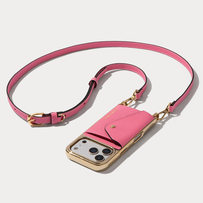 Donna Chrome Crossbody Phone Case - Flamingo Pink/Gold