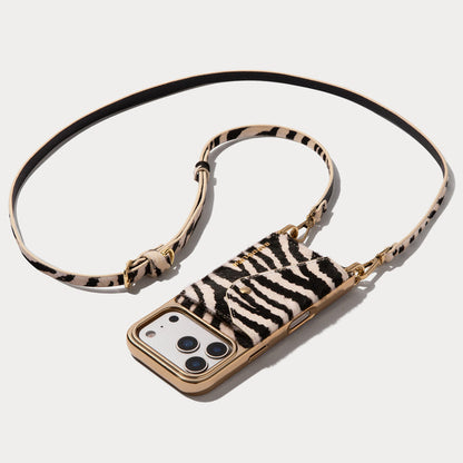 Donna Crossbody Phone Case - Zebra/Gold