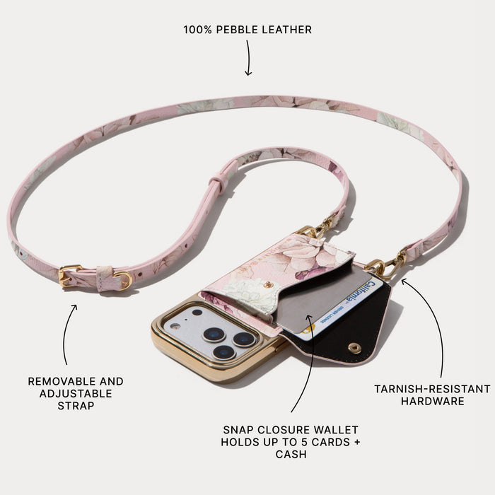 Donna Pouch Set - Pink Floral/Chrome Gold